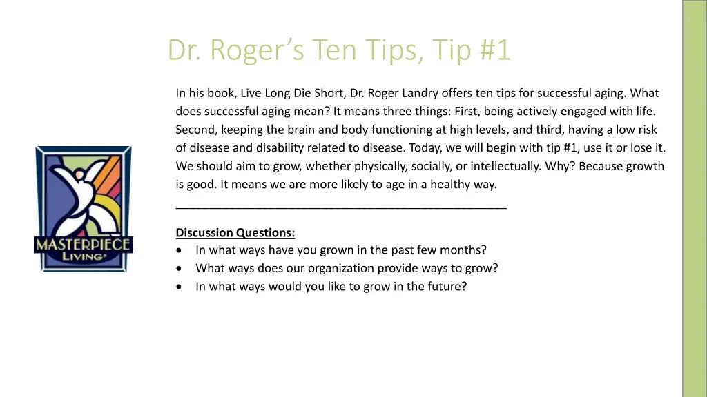 dr roger s ten tips tip 1