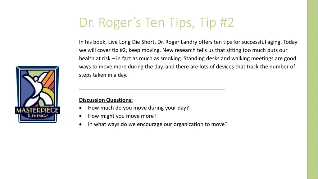 dr roger s ten tips tip 2