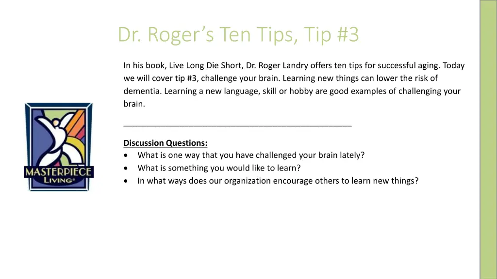 dr roger s ten tips tip 3