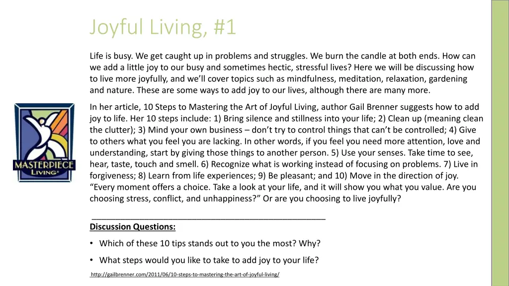 joyful living 1