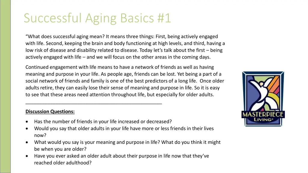 successful aging basics 1