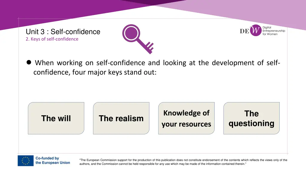 unit 3 self confidence 2 keys of self confidence