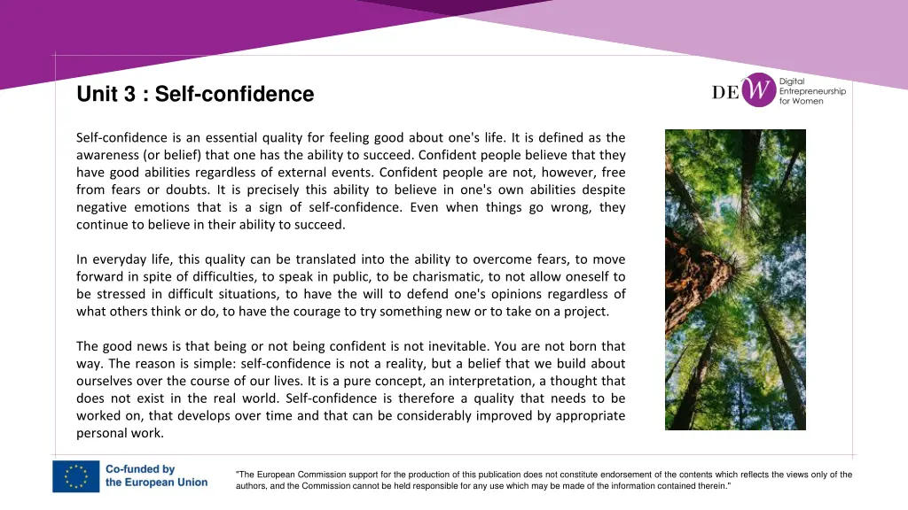 unit 3 self confidence