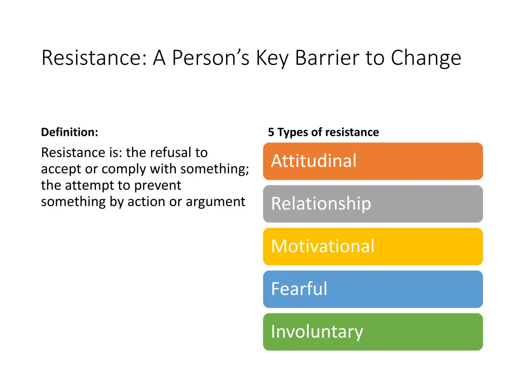 resistance a person s key barrier to change