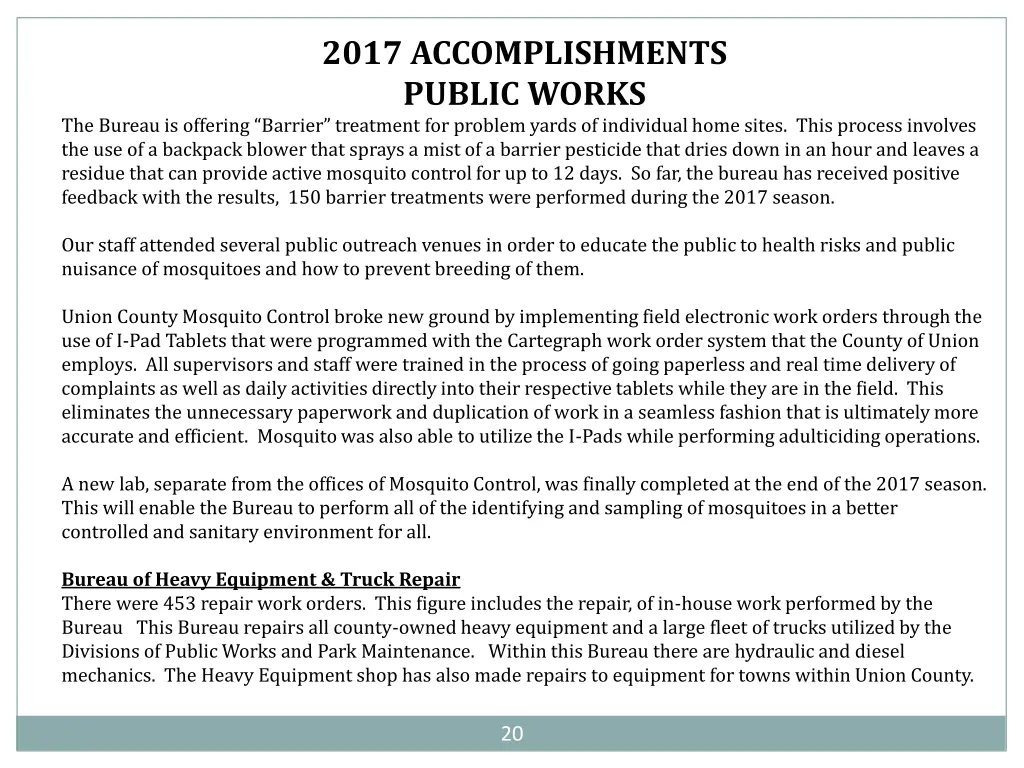 2017 accomplishments public works 2