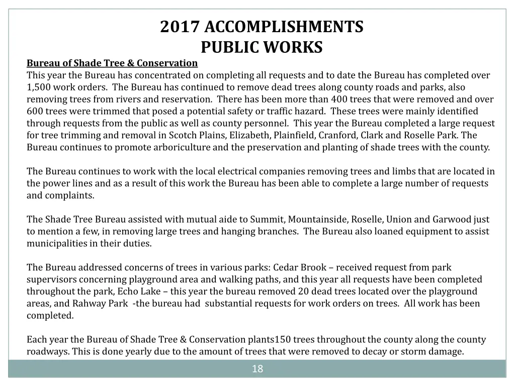 2017 accomplishments public works