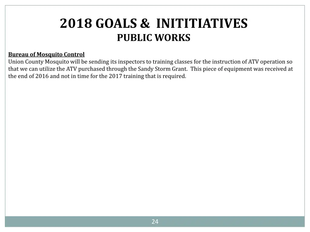 2018 goals inititiatives public works 2