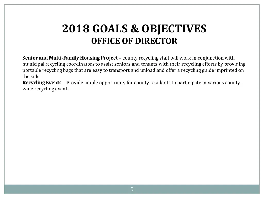 2018 goals objectives office of director 1