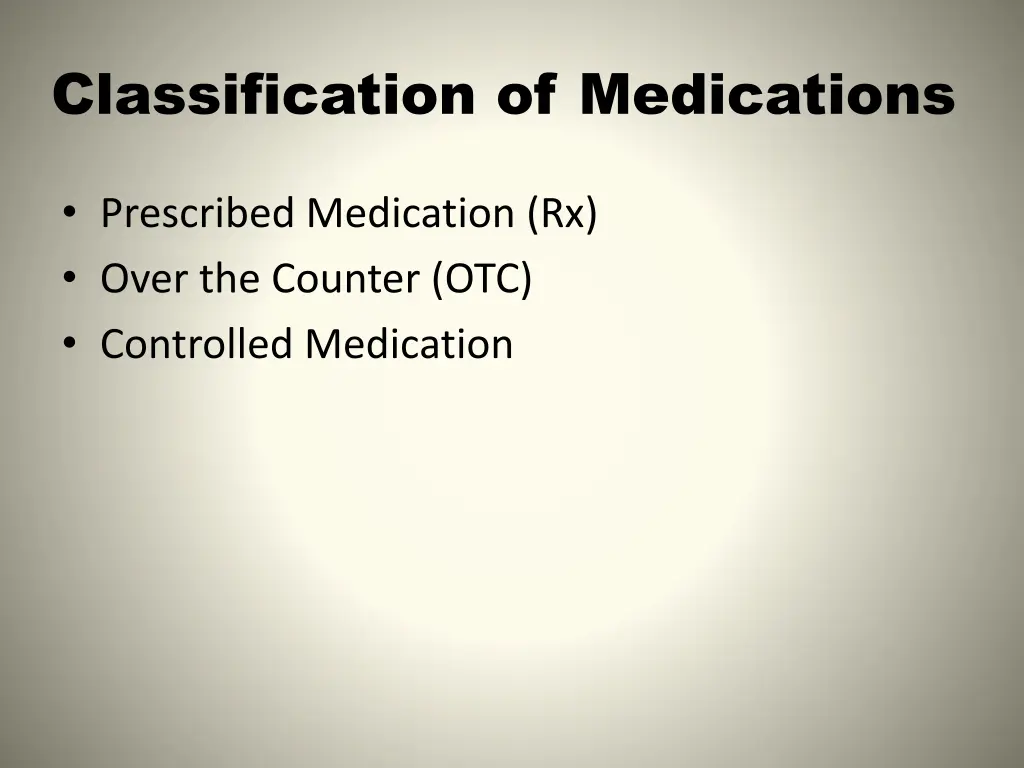 classification of medications