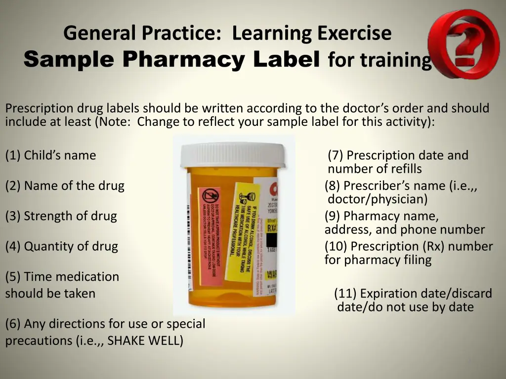 general practice learning exercise sample