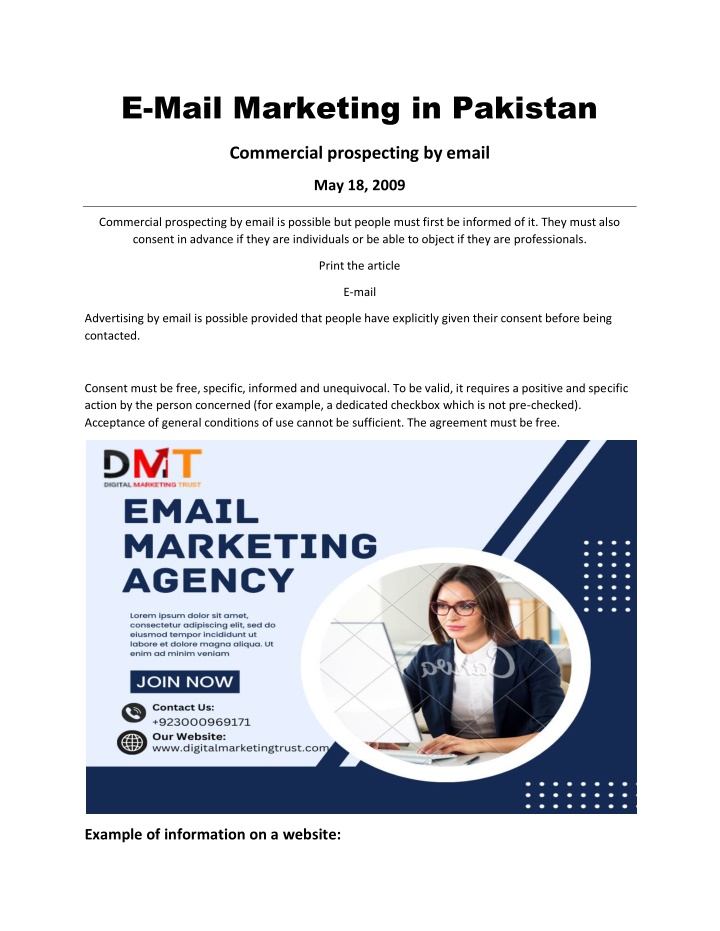 e mail marketing in pakistan