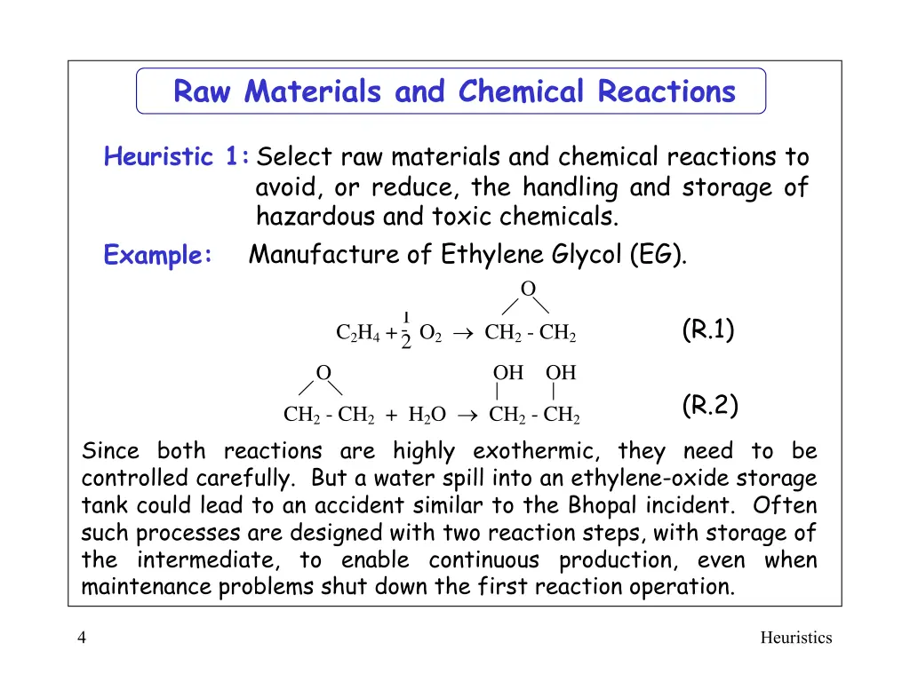 raw materials and chemical reactions