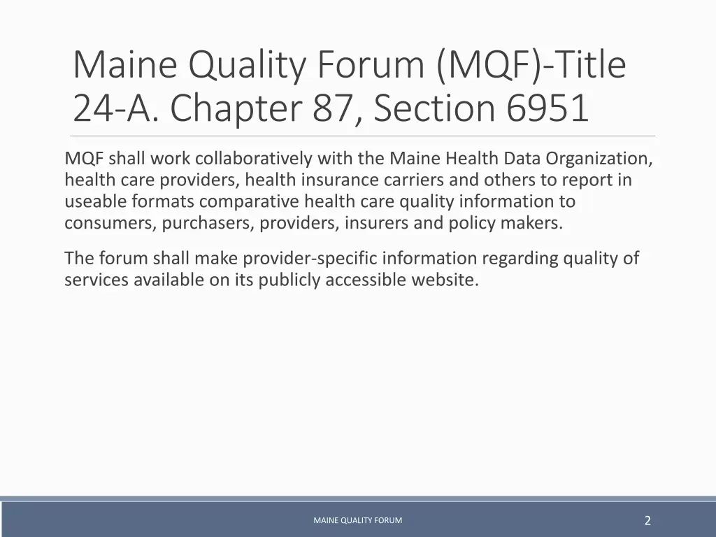 maine quality forum mqf title 24 a chapter