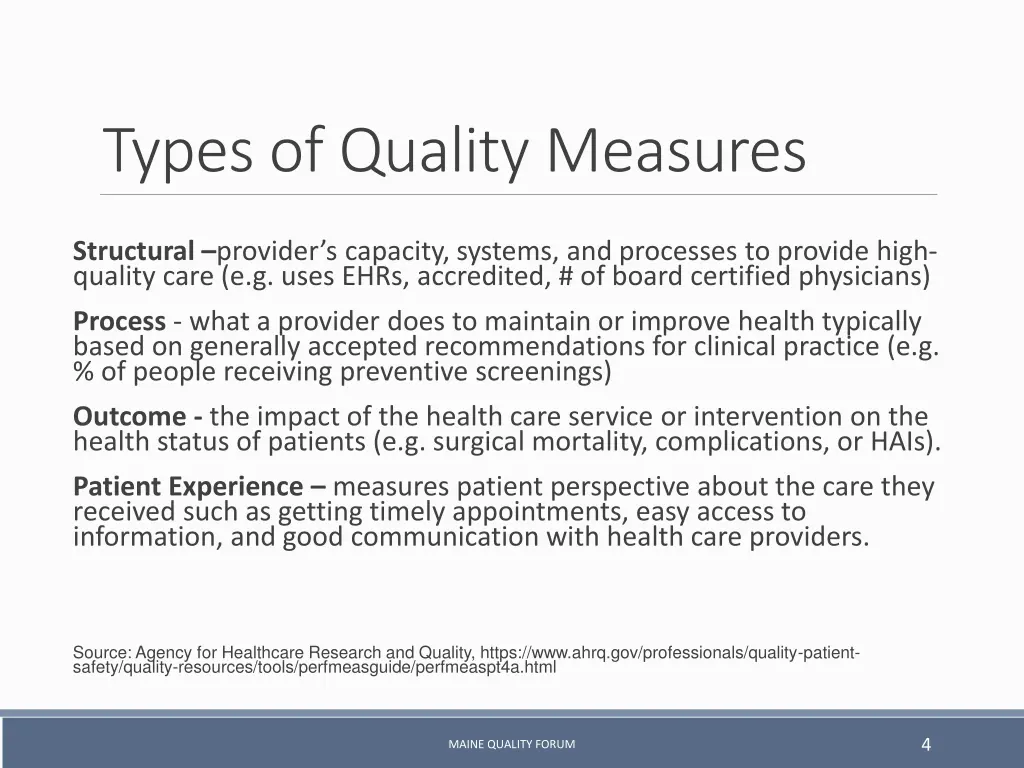 types of quality measures