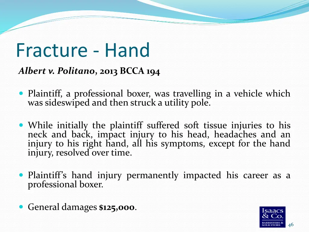 fracture hand albert v politano 2013 bcca 194