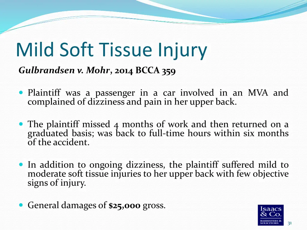 mild soft tissue injury gulbrandsen v mohr 2014