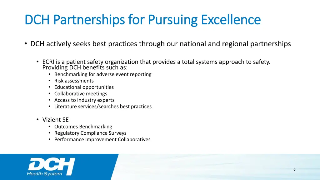 dch partnerships for pursuing excellence