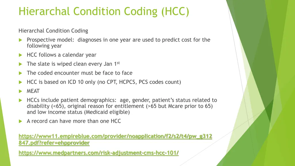 hierarchal condition coding hcc