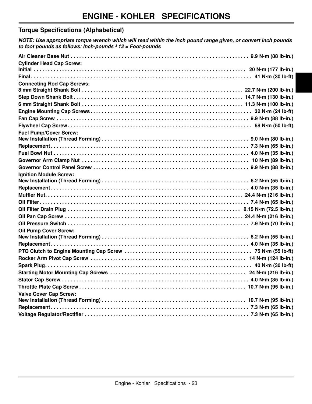 engine kohler specifications 4