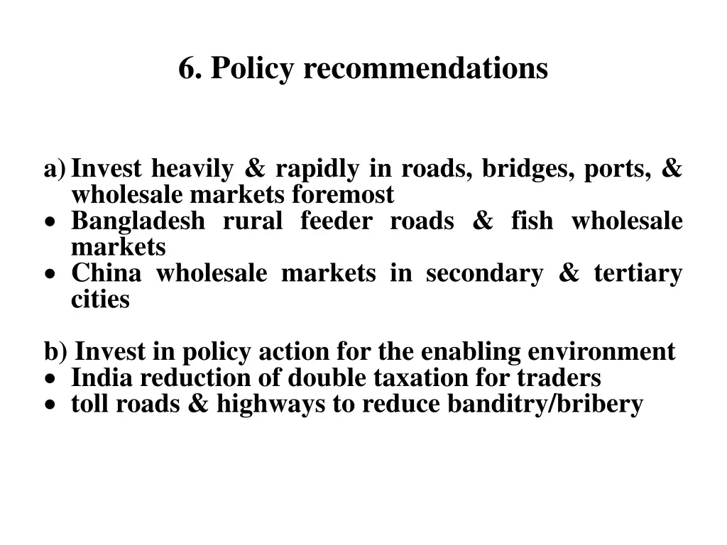 6 policy recommendations