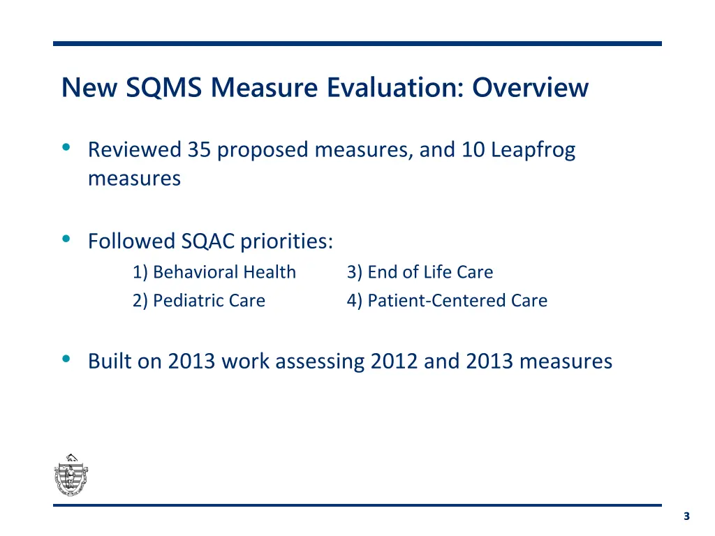 new sqms measure evaluation overview