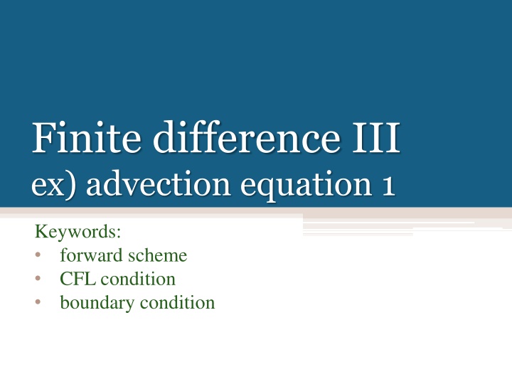 finite difference iii ex advection equation 1