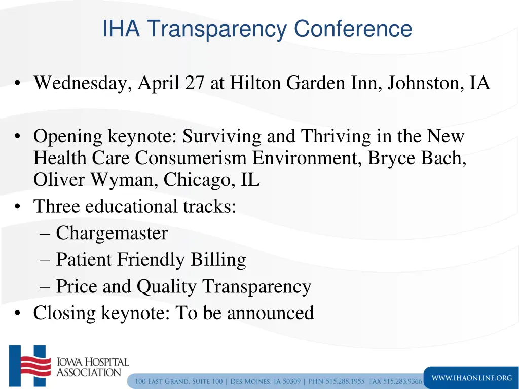 iha transparency conference