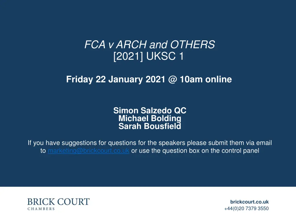 fca v arch and others 2021 uksc 1 friday