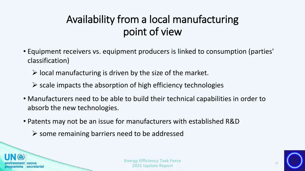 availability from a local manufacturing