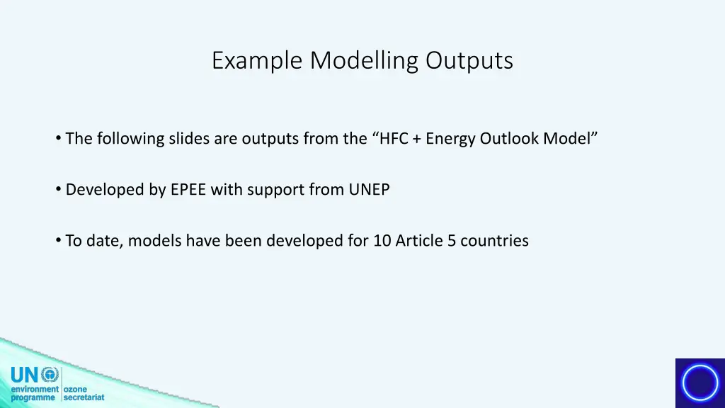 example modelling outputs