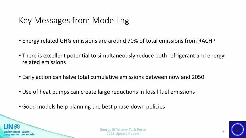 key messages from modelling