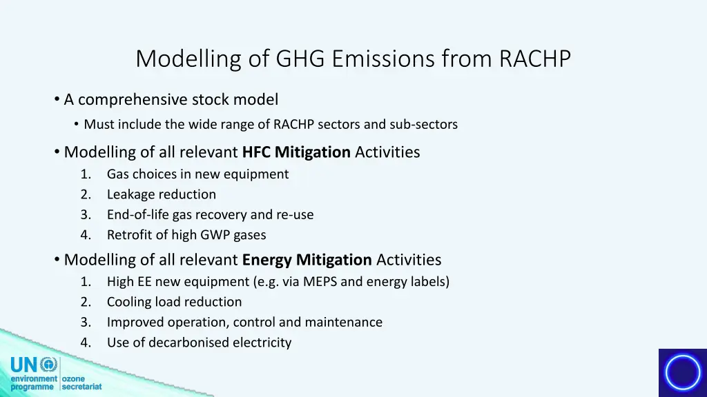 modelling of ghg emissions from rachp