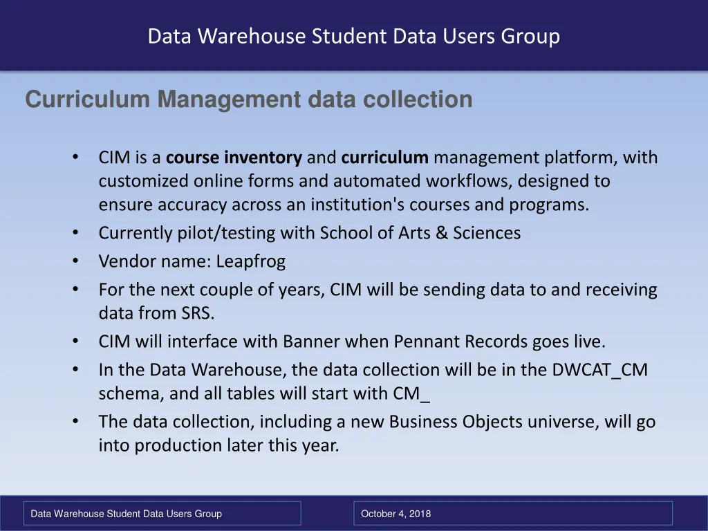 data warehouse student data users group 4