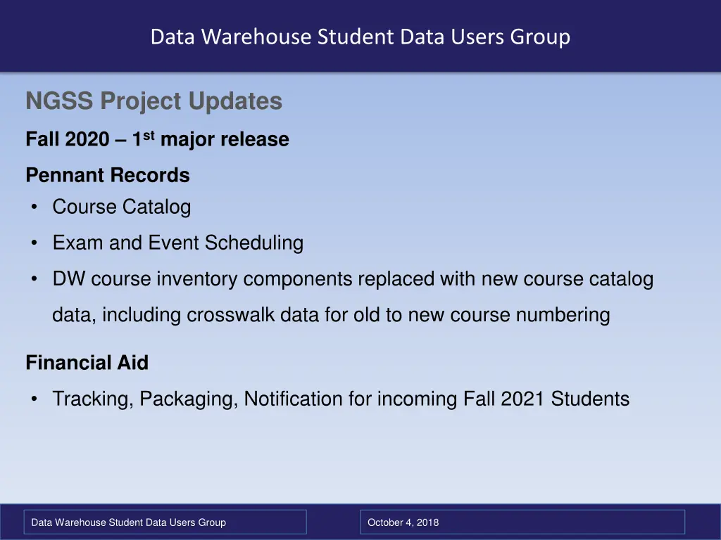 data warehouse student data users group 8