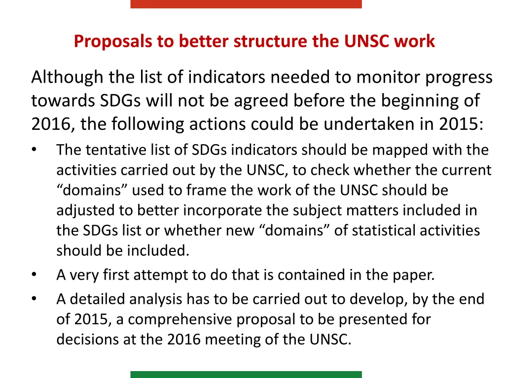 proposals to better structure the unsc work