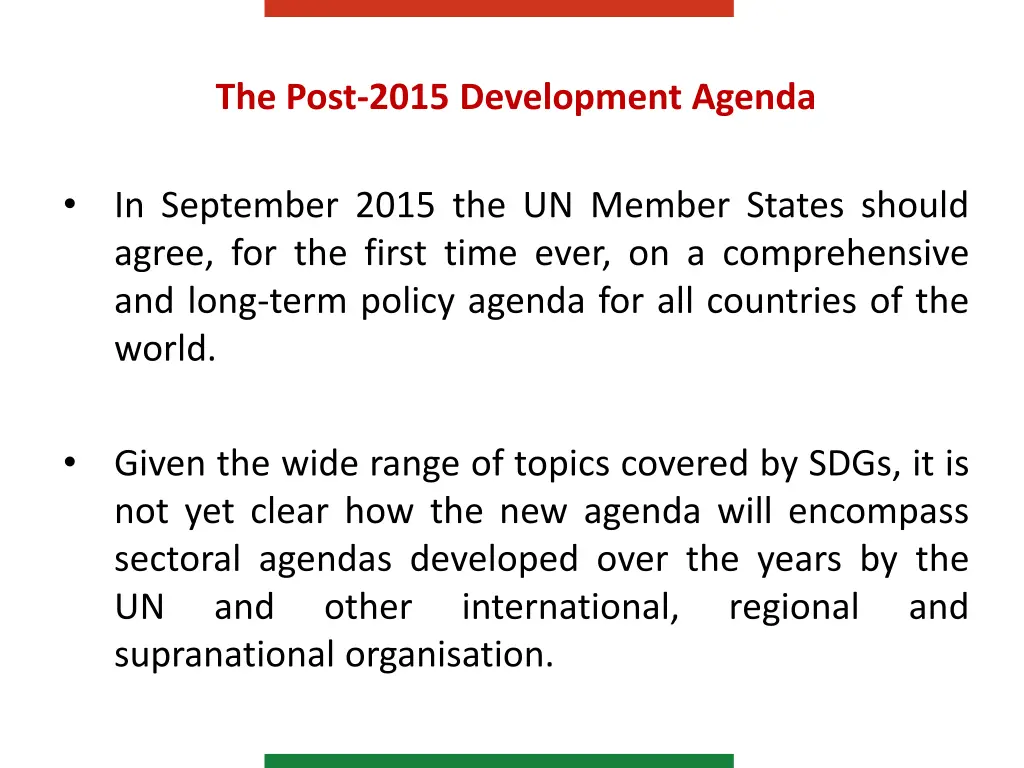 the post 2015 development agenda