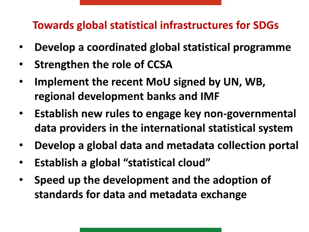 towards global statistical infrastructures