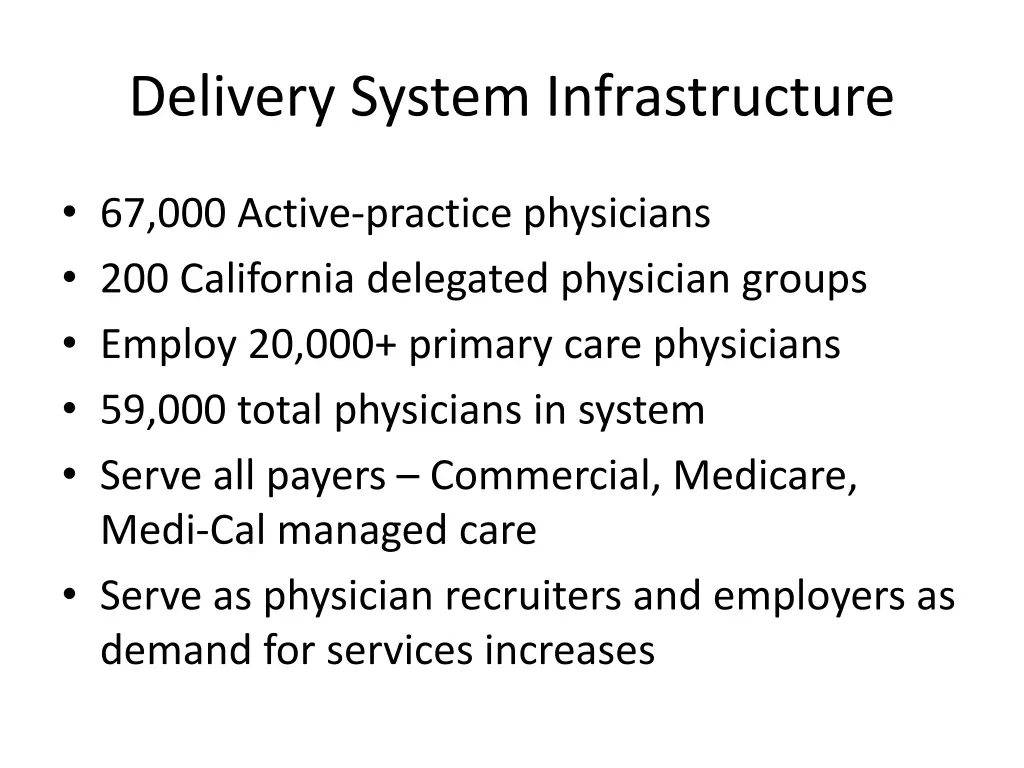 delivery system infrastructure