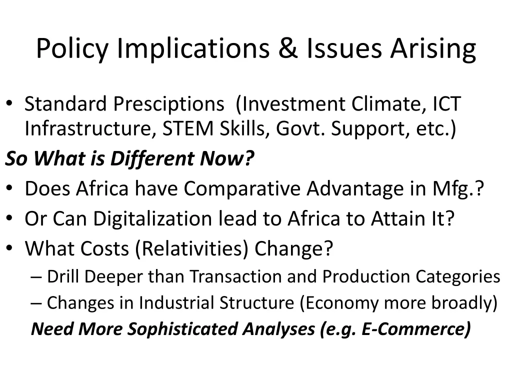 policy implications issues arising