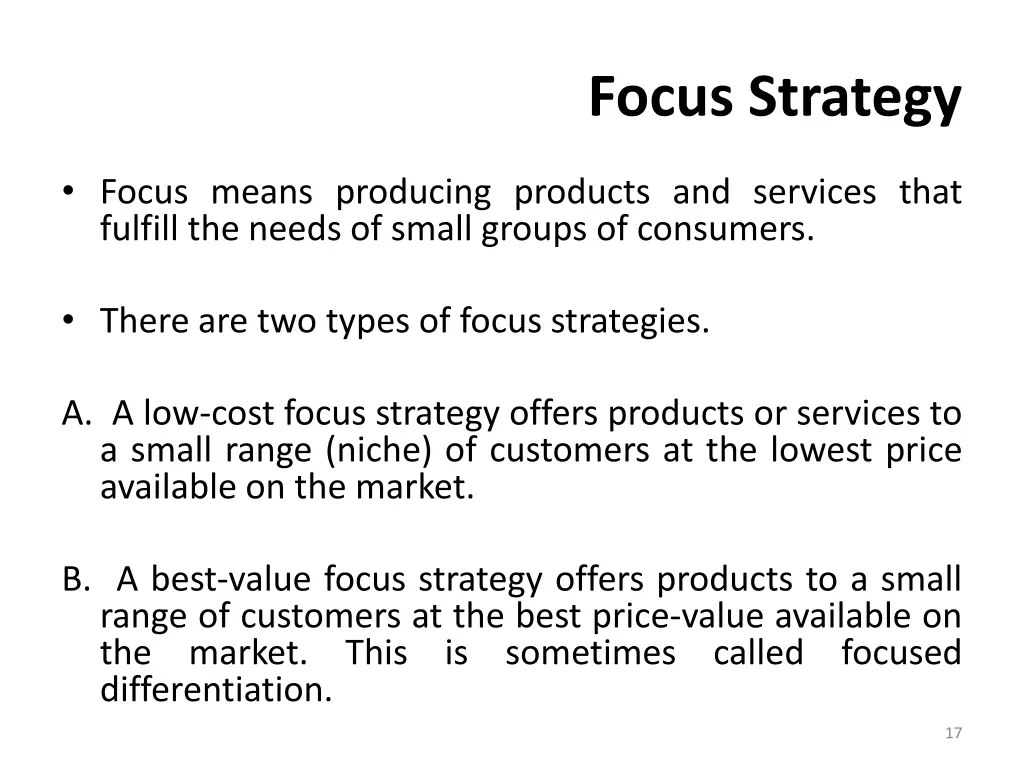 focus strategy