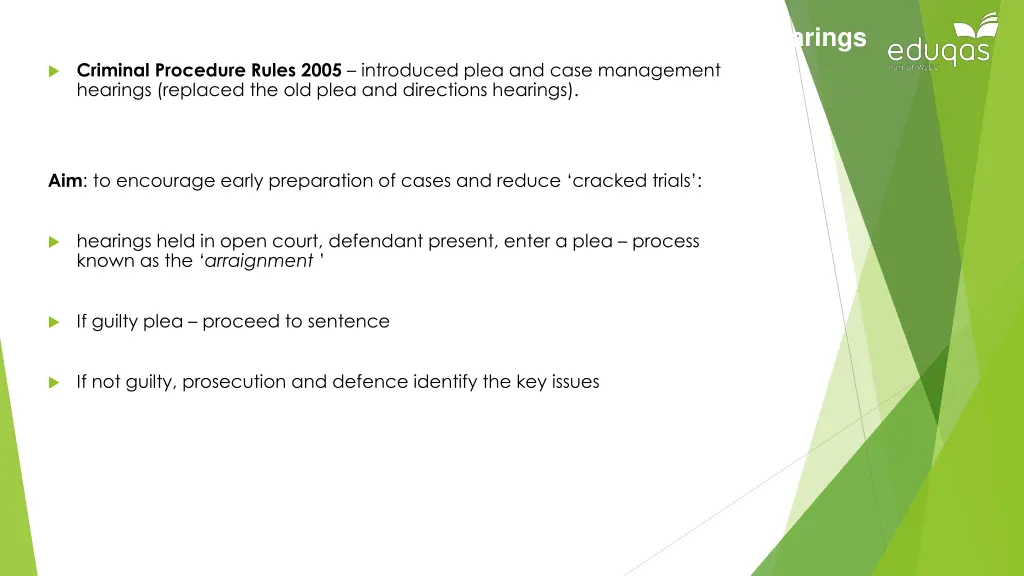 plea case management hearings