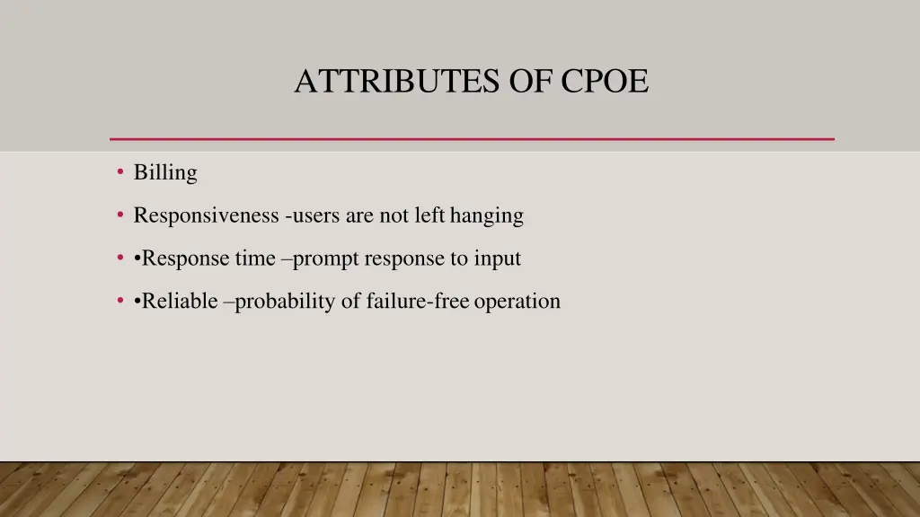 attributes of cpoe 1