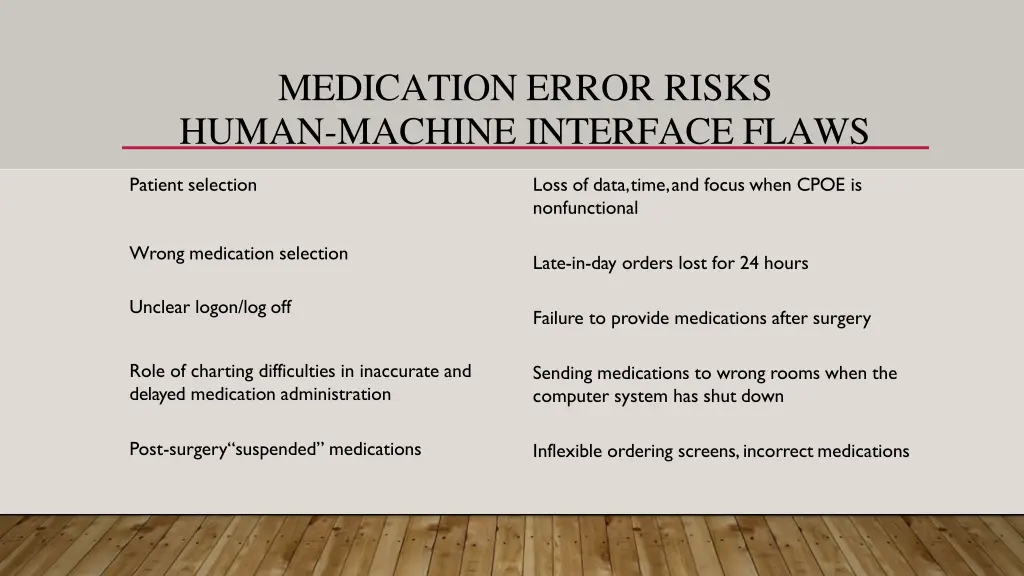 medication error risks human machine interface