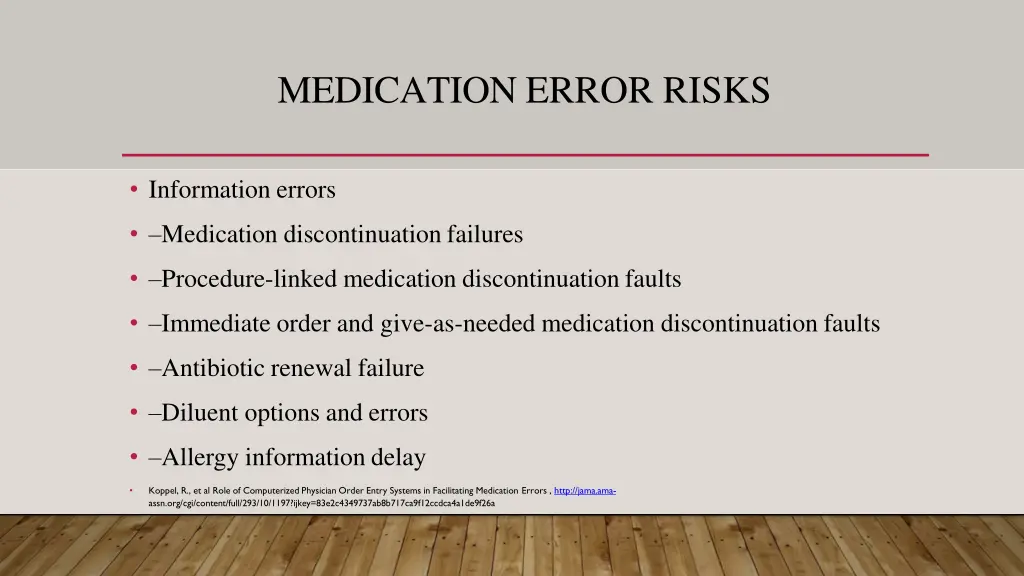 medication error risks