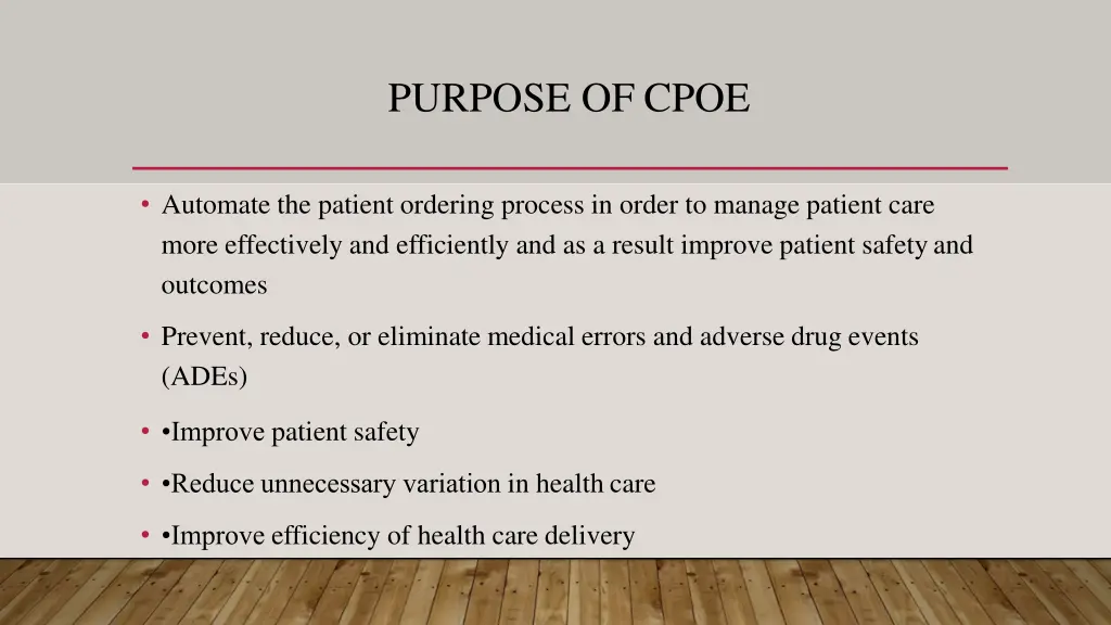 purpose of cpoe