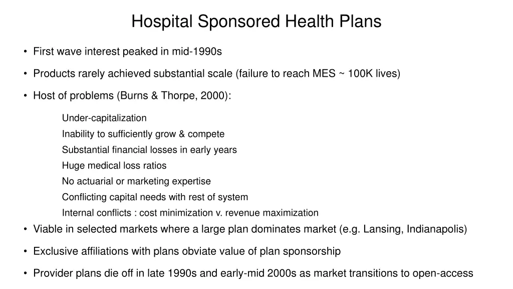 hospital sponsored health plans