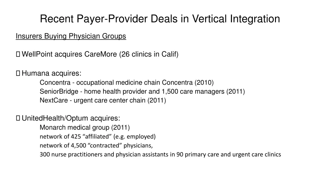 recent payer provider deals in vertical