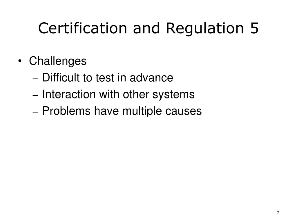 certification and regulation 5