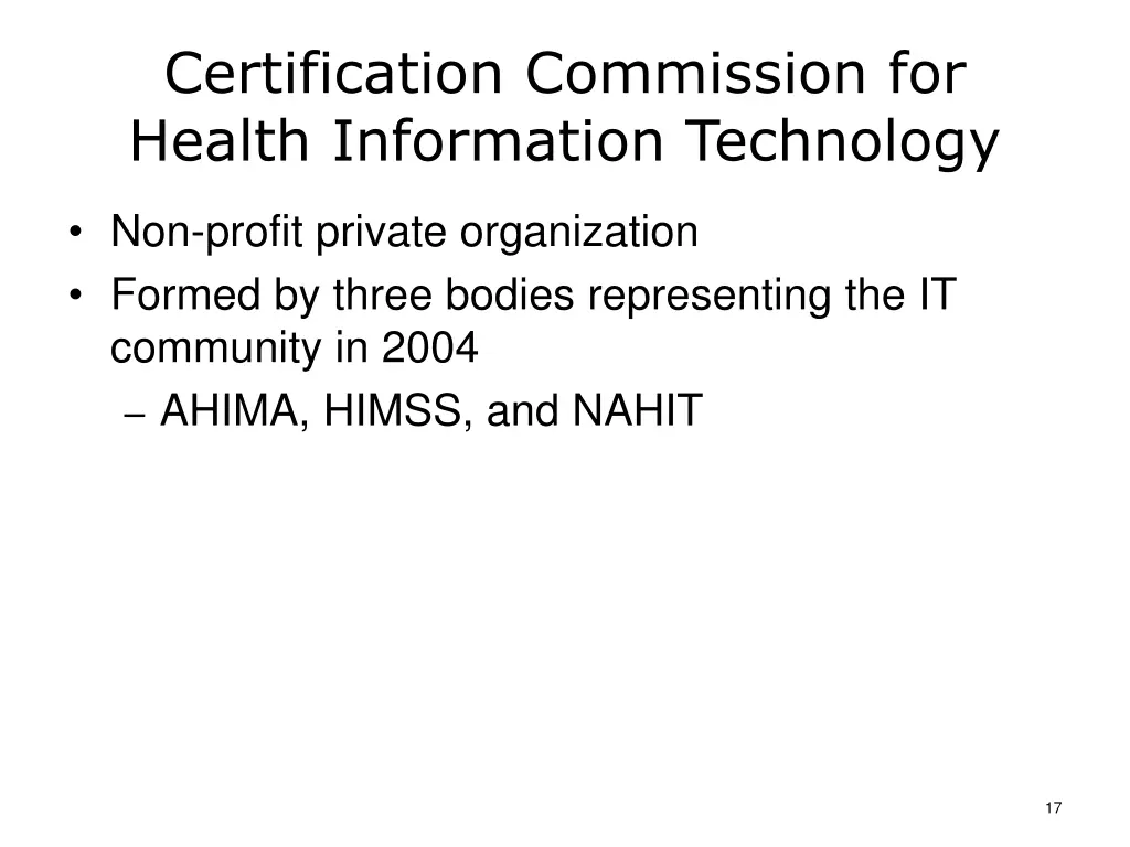 certification commission for health information