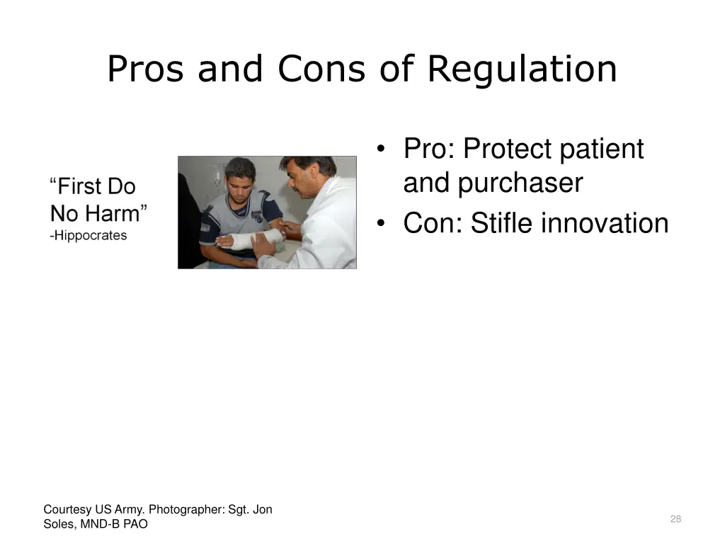 pros and cons of regulation